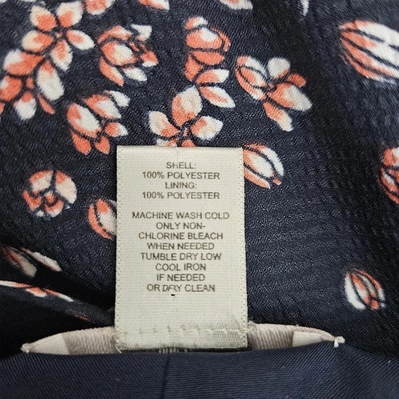 Ann Taylor LOFT Fit Flare Dress Navy Floral Sleeveless Zip Ruffle Sweetheart - Picture 7 of 7